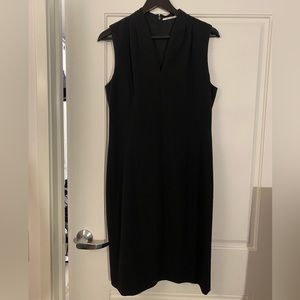 T Tahari Tonya Pleated Sleeveless V Neck Sheath Dress - Black